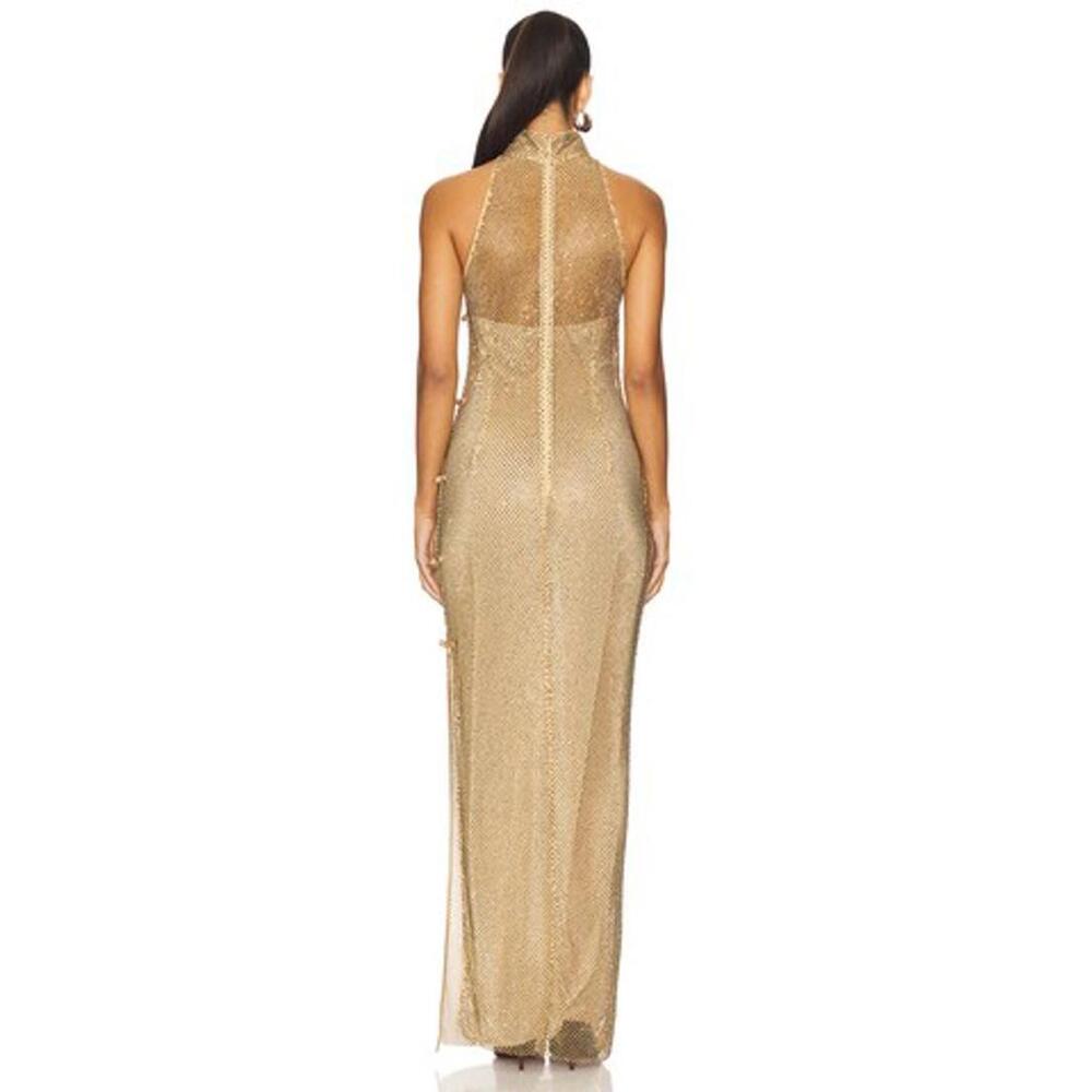 SAU LEE Santana Crystal Dress in Gold - Picture 3 of 9